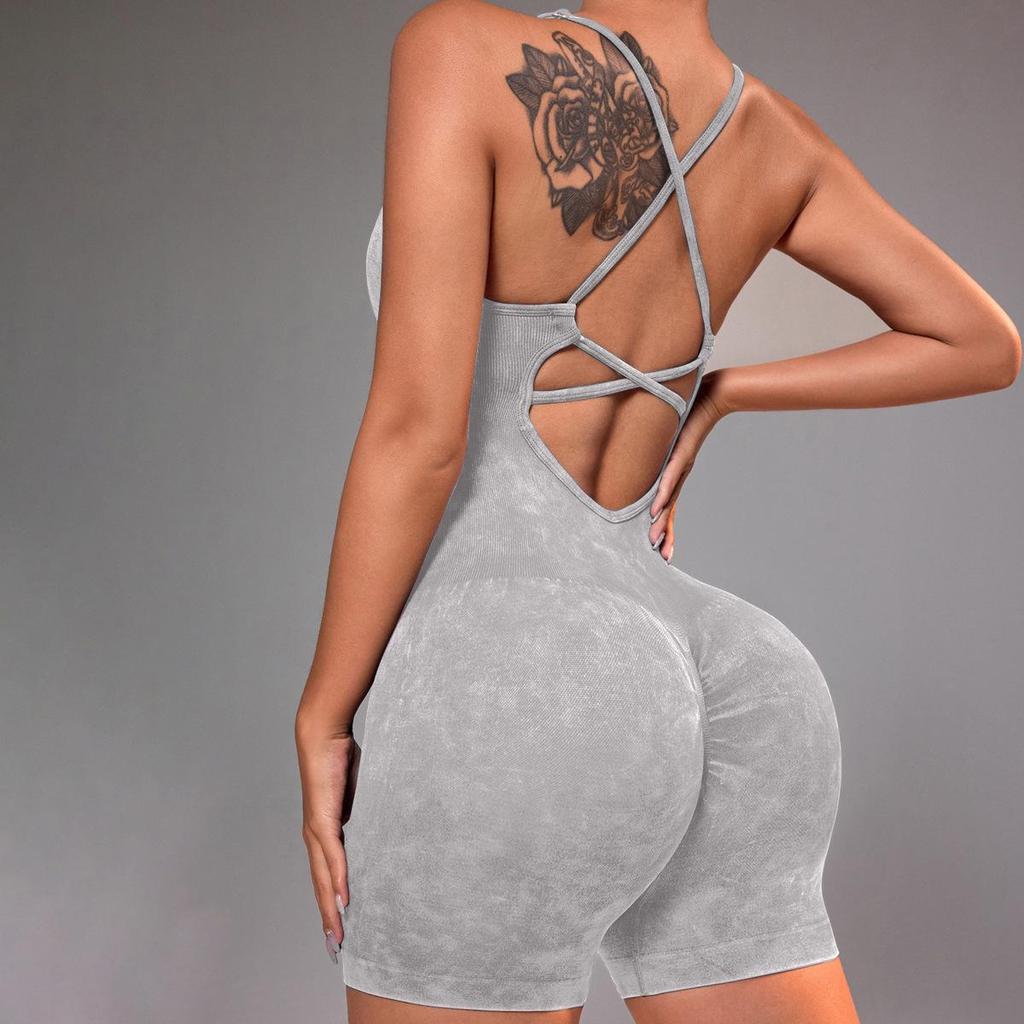 Elegant Cross-Back Quick-Dry Yoga Jumpsuit - High-End Summer Sportswear