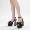 Watertop platform platform high-heeled women's shoes thick-heeled sandals large-size rhinestone bow fish mouth shoes