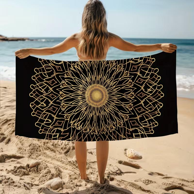 Bohemian Flowers Beach Towel Ethnic Style Floral Print Quick Dry Sandproof Absorbent Towel for Summer Beach Travel Vacation