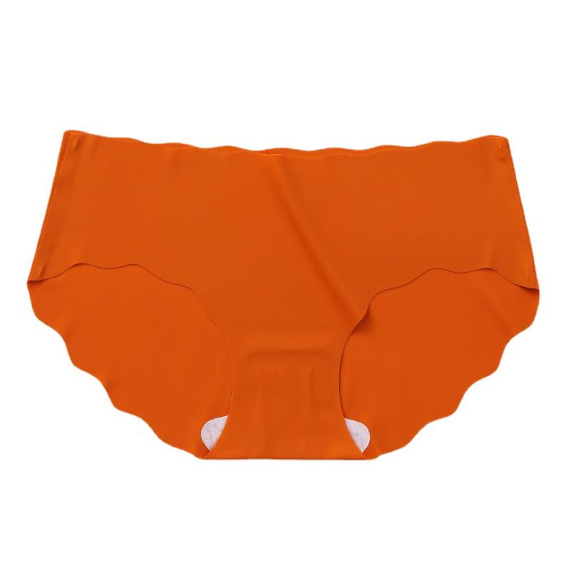 Girls' Plus Size Breathable Ice Silk Panties - Solid Color, Seamless, Mid-Low Waist Triangle Underwear