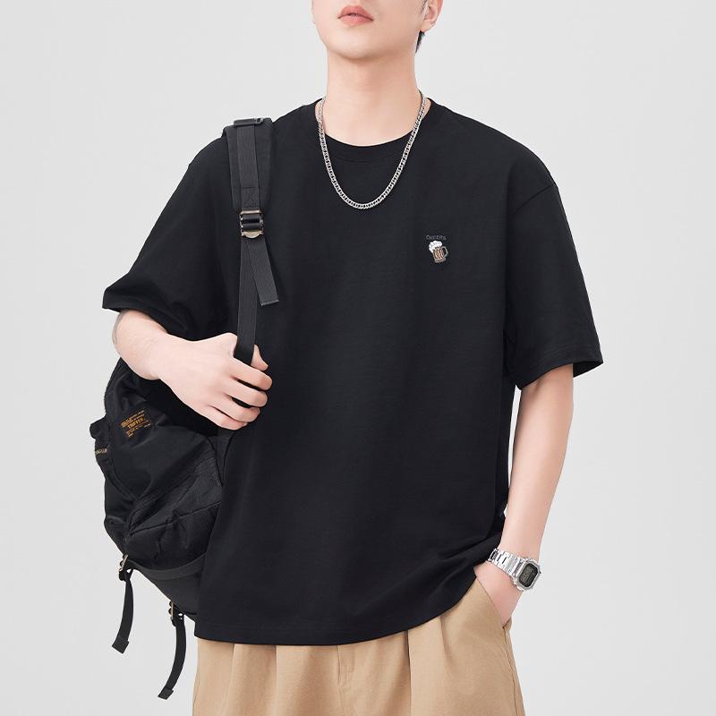 

Новая летняя футболка с коротким рукавом для мужчин, вышитая, свободного кроя, в японском ретро-стиле, повседневная футболка с рукавом 5 минут для мужчин 4XL