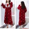 Guoyupika Princess and Plus Size Women's Long-Sleeved Nightgown, Lace, Warm, Fluffy, Cute, (Wine, 5XL)