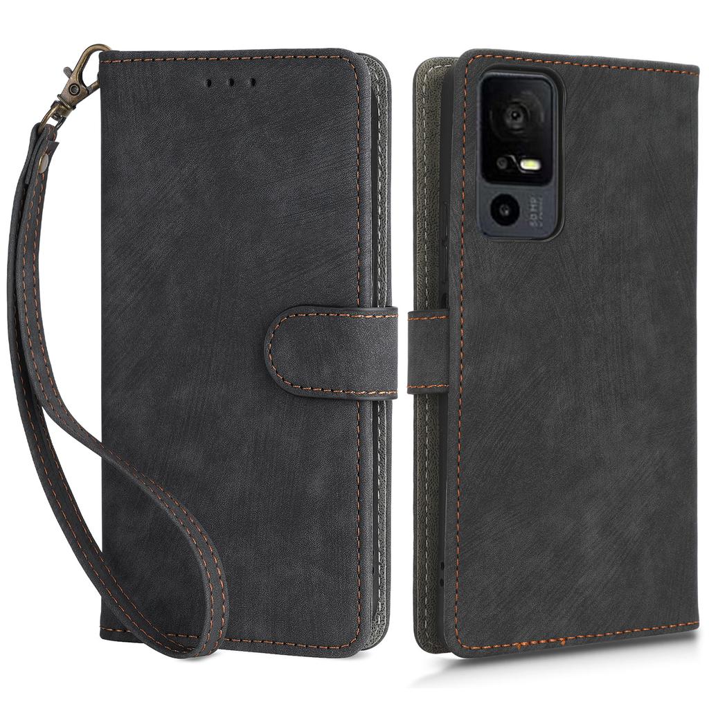 RFID Blocking Wallet Cover for TCL 40 XE/40 X T601D/NxtPaper 5G,PU Leather Stand Phone Case with Strap