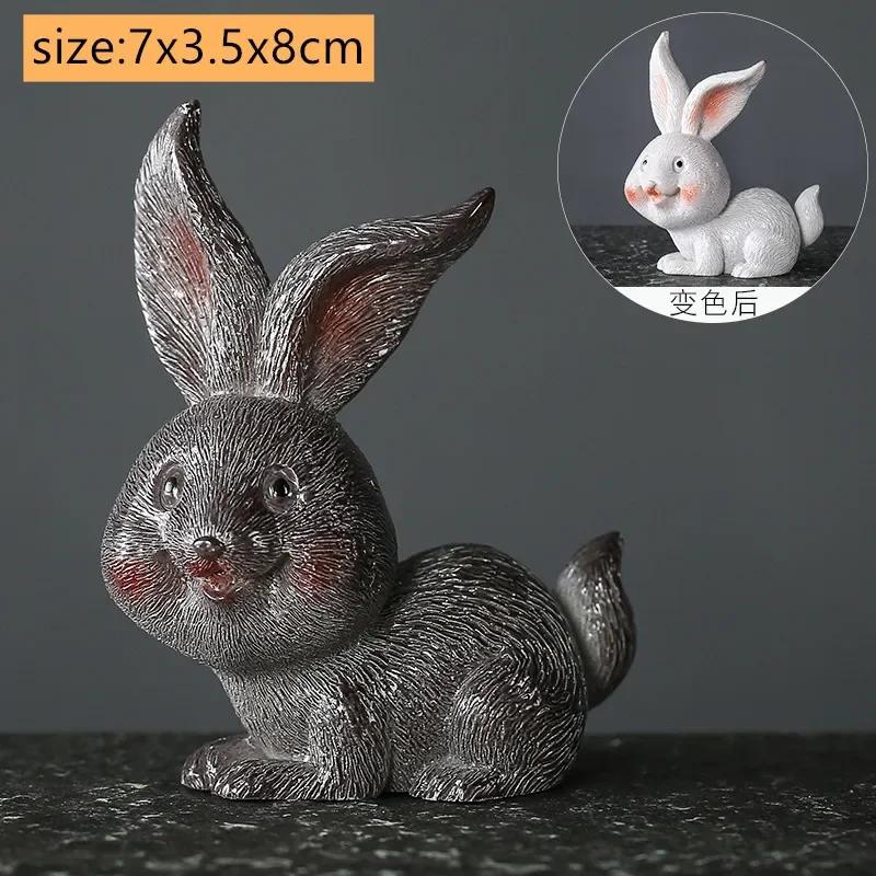 Creative Resin Color-changing Tea Pet Cute Rabbit Model Ornaments  Tea Figurine Animal Decoration Tea Set Decors Accessories
