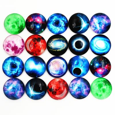 Glow In Dark 10 12 14 16 20 25mm Mixed Luminous Stars Moon Handmade Glass Cabochons Pattern Domed Jewelry Accessories Supplies