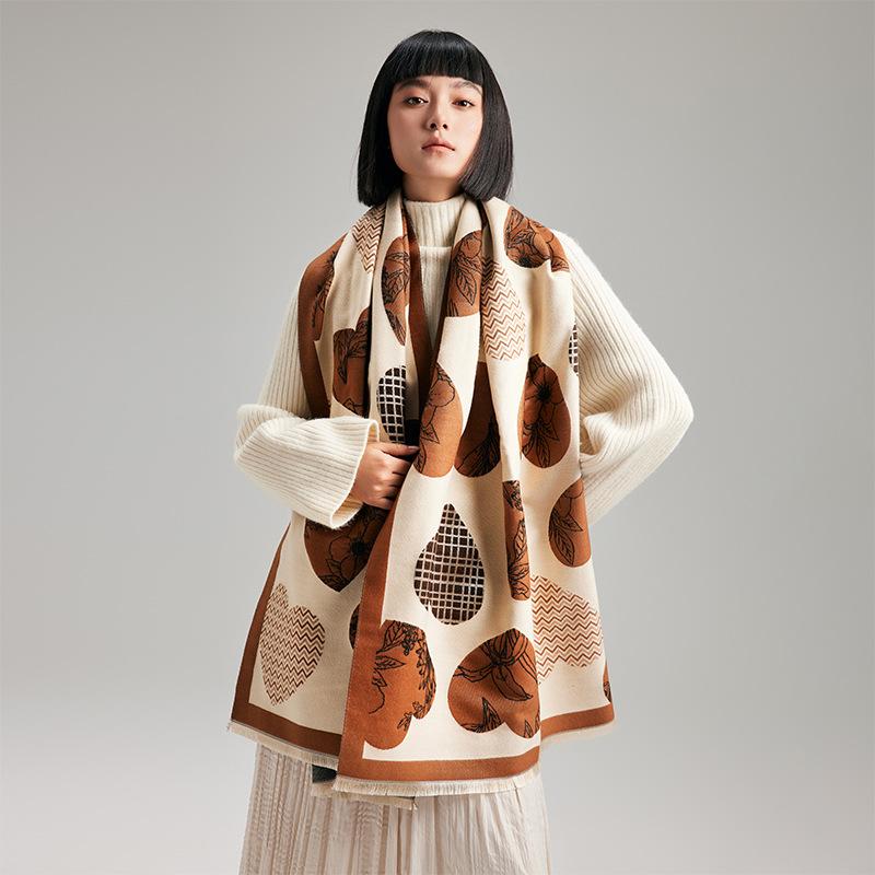 love pattern sweet cute fashion small fresh ladies imitation cashmere short beard fringed warm scarf