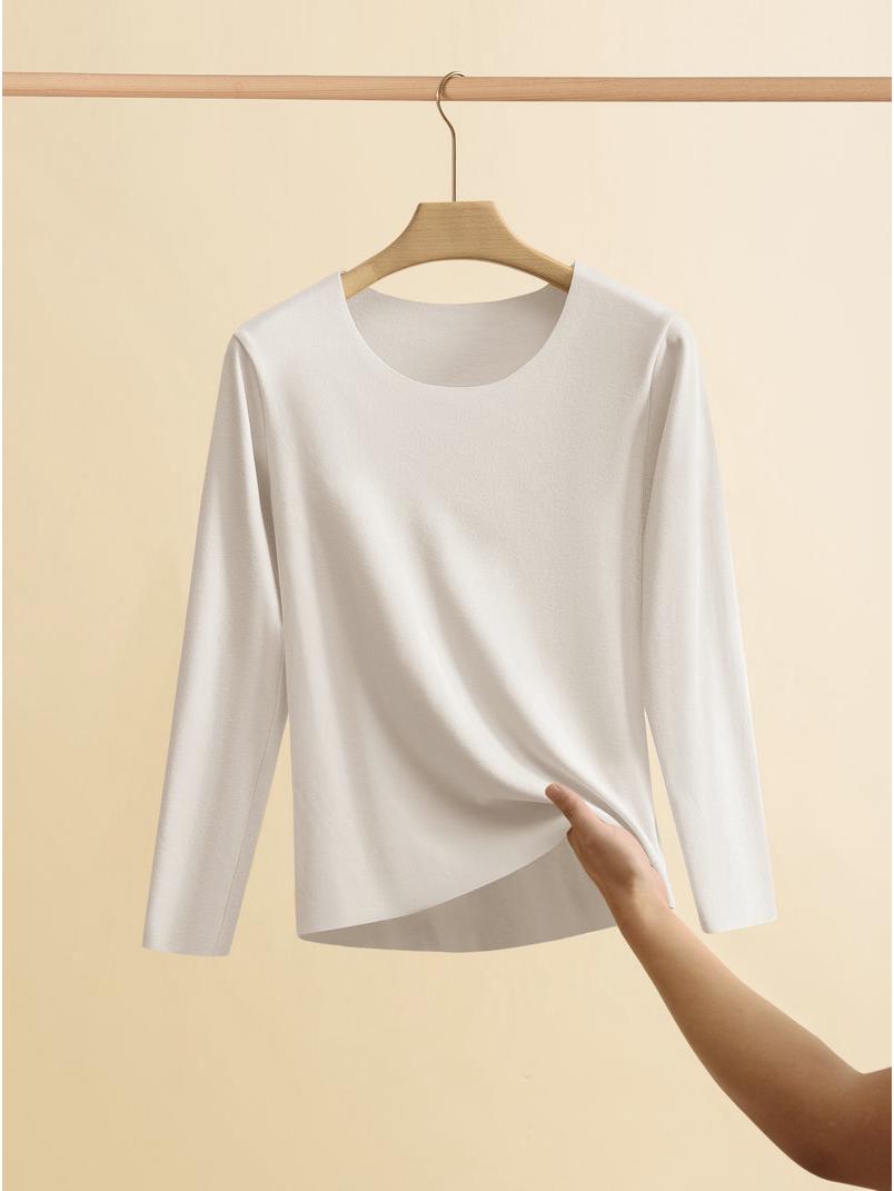 

Женская облегающая футболка с длинным рукавом на бархатной подкладке - однотонная, с круглым вырезом, осень/зима XXL