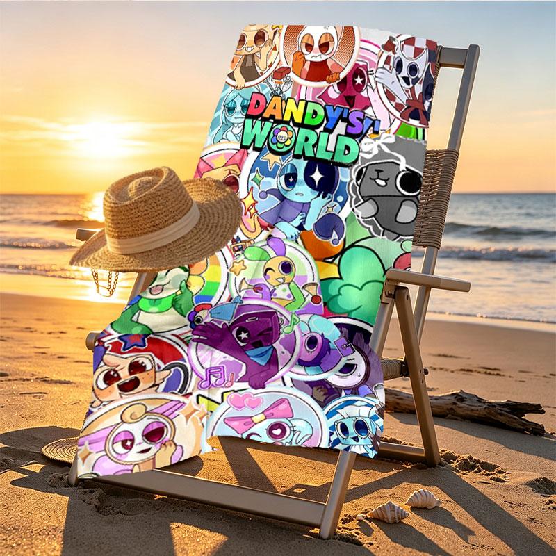 Dandy's World Print Beach Towel Design, Soft, Lightweight. for Home Bathroom, Spa, Pool, Yoga, Surfing, Camping, Gift for Family, Friend