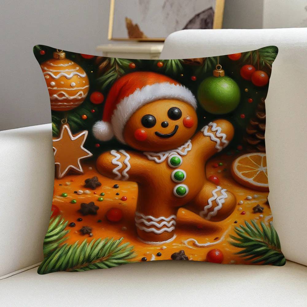Christmas Gingerbread Man Cushion Cover 30x50 Polyester Sofa Cushions Decorative Throw Pillows Home Decoration Pillowcover