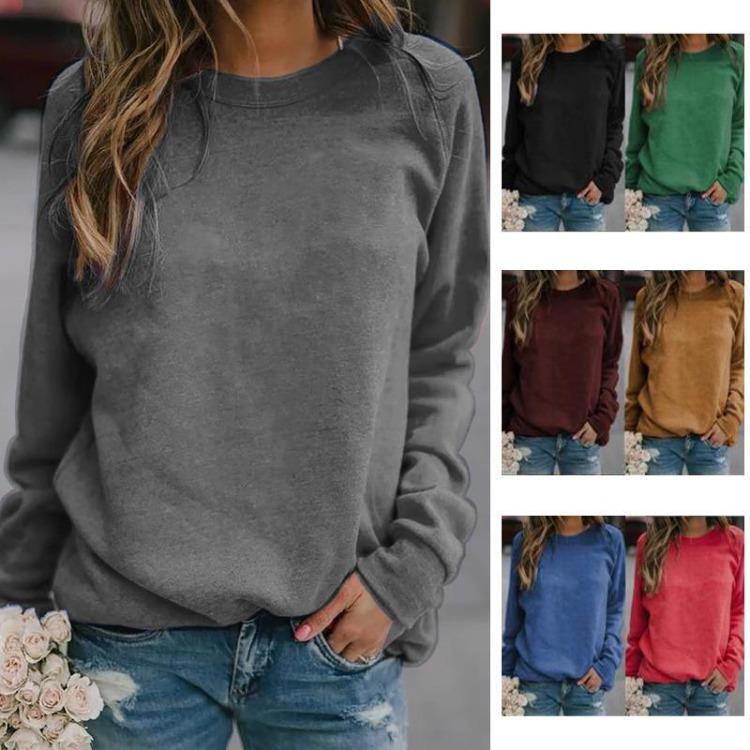 Casual Crew Neck Women Long Sleeve Tops Sweatshirt Winter Ladies Pullover