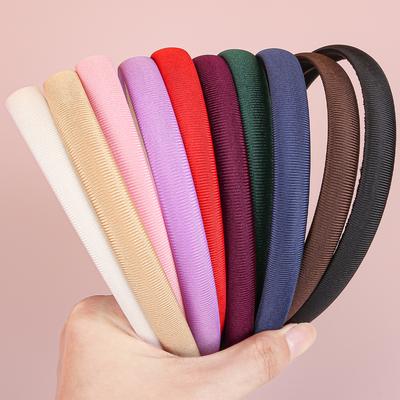 1/5pcs Plain 1.5CM Wide Headband Girls Fabric Covered Resin Hairbands Plastic Hair Hoop Kids Elastic Bands Hair Accessories