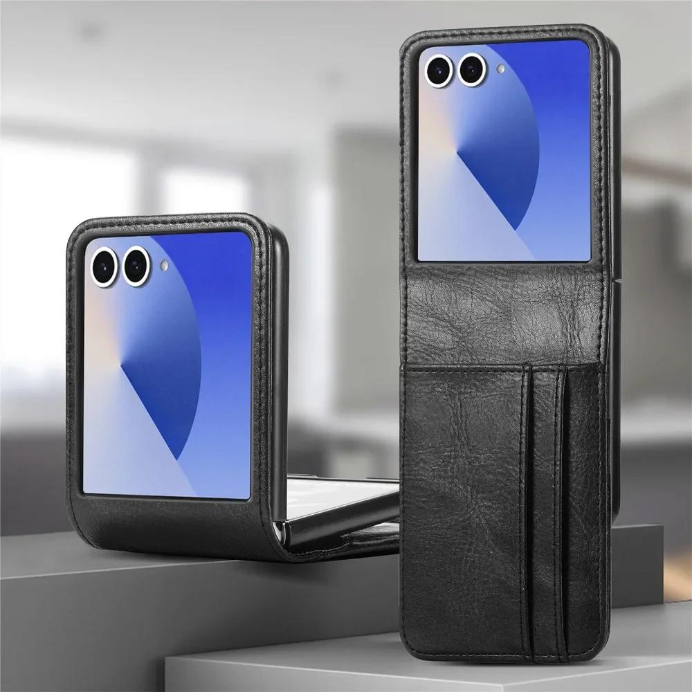 

Wallet with Card Slot Holder & Hinge Protection Phone Case For Samsung Galaxy Z Flip 7 6 5 4 3 Flip7 Flip6 Flip5 Flip4 Flip3 5G Galaxy Z Flip7