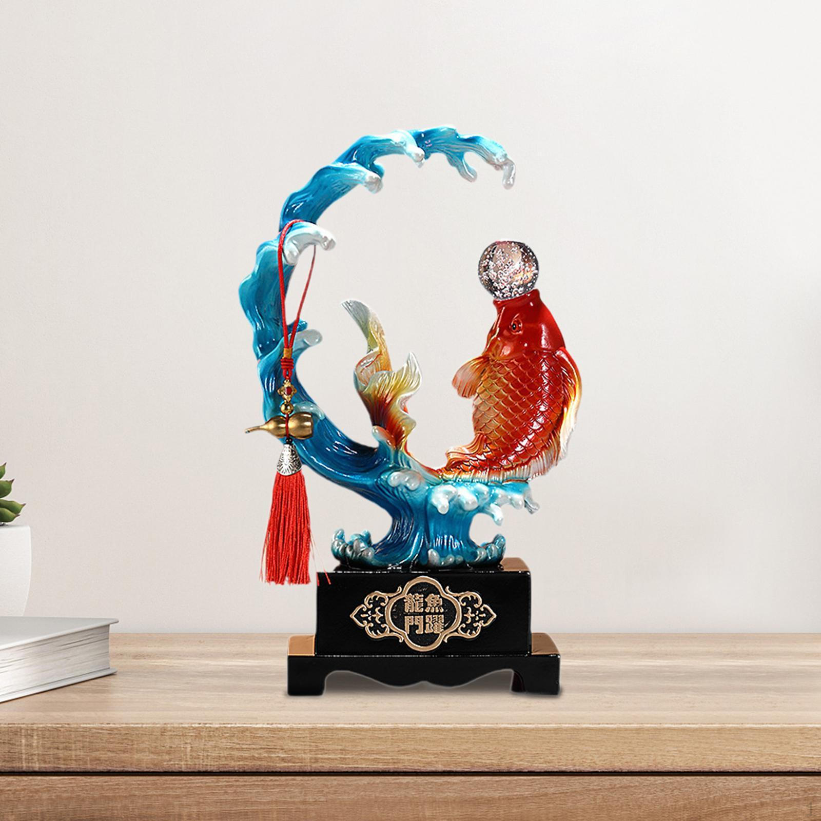 

Carp Figurine Resin Sculpture for Living Room Desk Decoration Gift синій