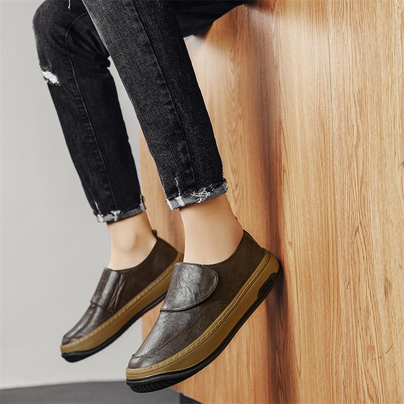 Fashion New Genuine Leather Men Shoes Fashion Comfortable Men Casual Shoes Luxury Designers High Quality Thick Soles Men Driving Shoes