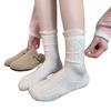 Korean Pink Sweet Floral Socks Women'S Spring And Summer Boneless Pile Socks Simple Lace Japanese Bow Tube Socks