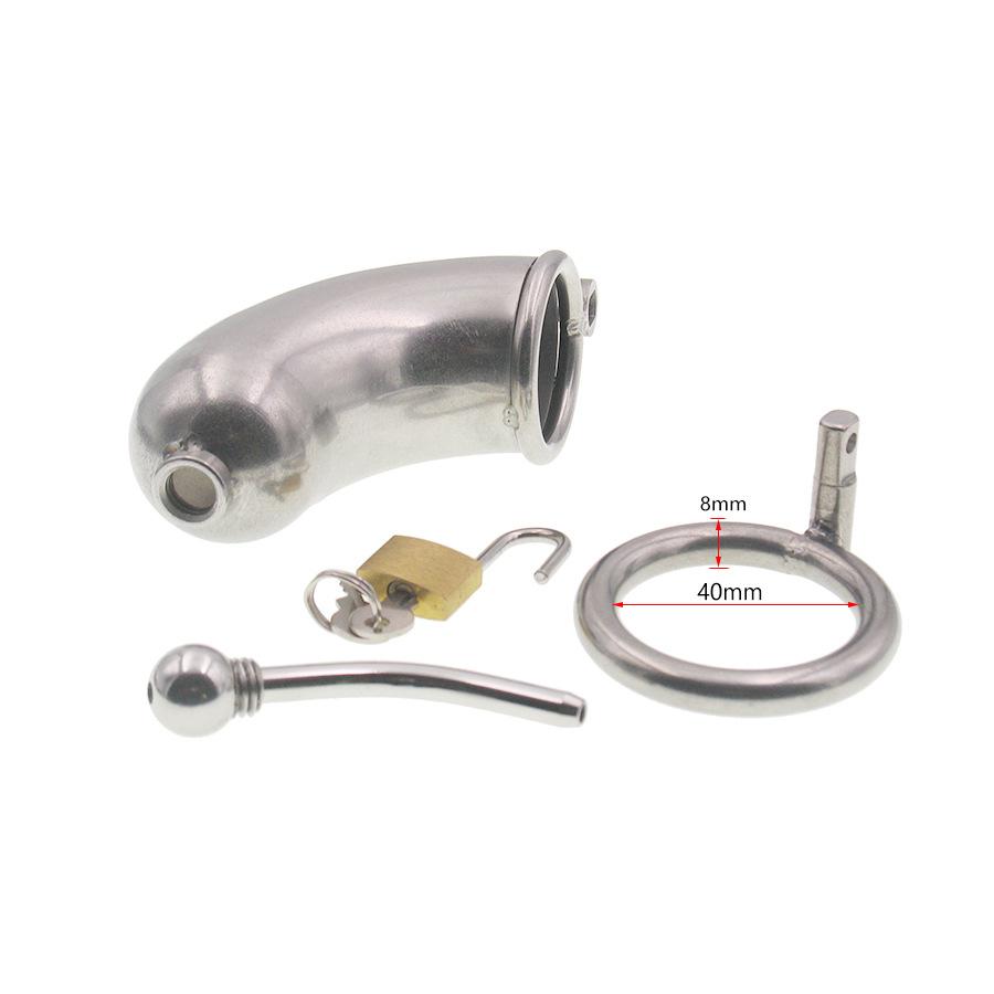 Stainless Steel Men's Chastity Lock CB Penis Lock Cage Cylinder Fully Wrapped with Catheter Alternative Binding Wearing Toys