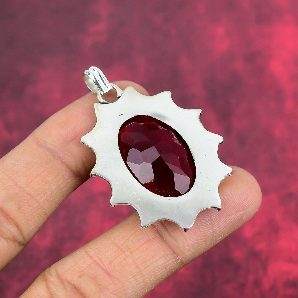 Garnet 925 Katı Gümüş Kolye Ucu, El Yapımı Değerli Taş Kolye Ucu Takı, Eş İçin Hediyeler Yepyeni Kolye Ucu