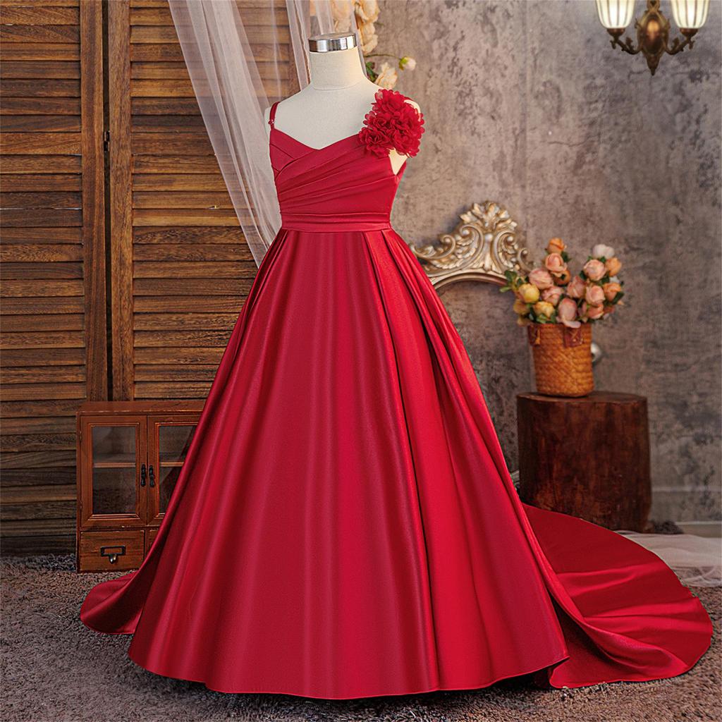 4-17 Years Elegant Long Dress for Performances and Special Occasions