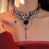 Eyes Butterfly Rose Choker Gothic Style Tassel Beaded Necklace Fashion Y2K Velvet Necklace Girls