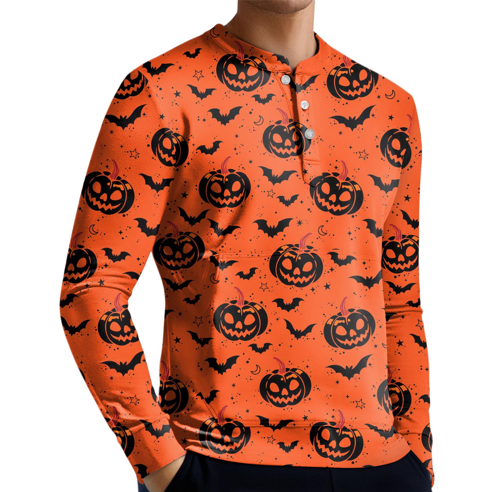 

Men s Casual Button-Down Sweatshirt Fashion Printed Long Sleeve Shirt Pullover XXL