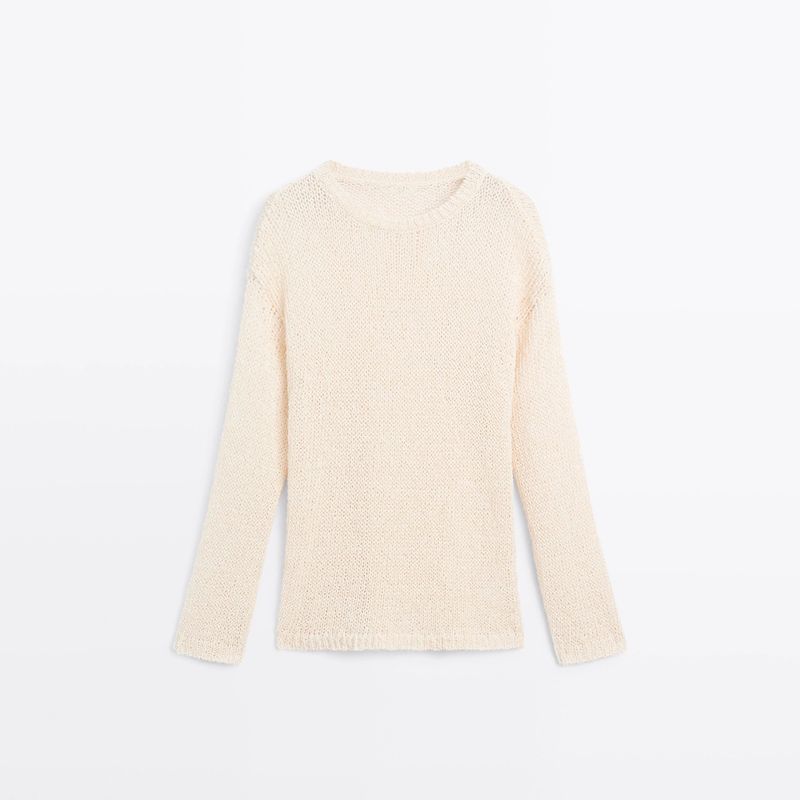 MD Women Clothes Casual Idle Style Lightweight Hollow Sweater Round Neck Long Sleeve Cover Up Knit Female 05691823711