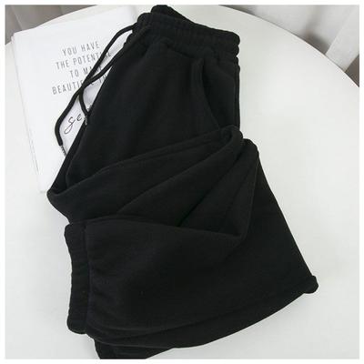 Weiche Wachsartige Polarfleece-Sweathose mit Bündchen Herbst Winter Plus Samt Verdickt Sportliche Freizeit-Hose für Damen