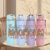 1PC Best Mom Ever Letter Print 750ml Color Plastic Sports Water Bottle Leakproof Flip Straw Lid Suitable for Sports Office Home Use