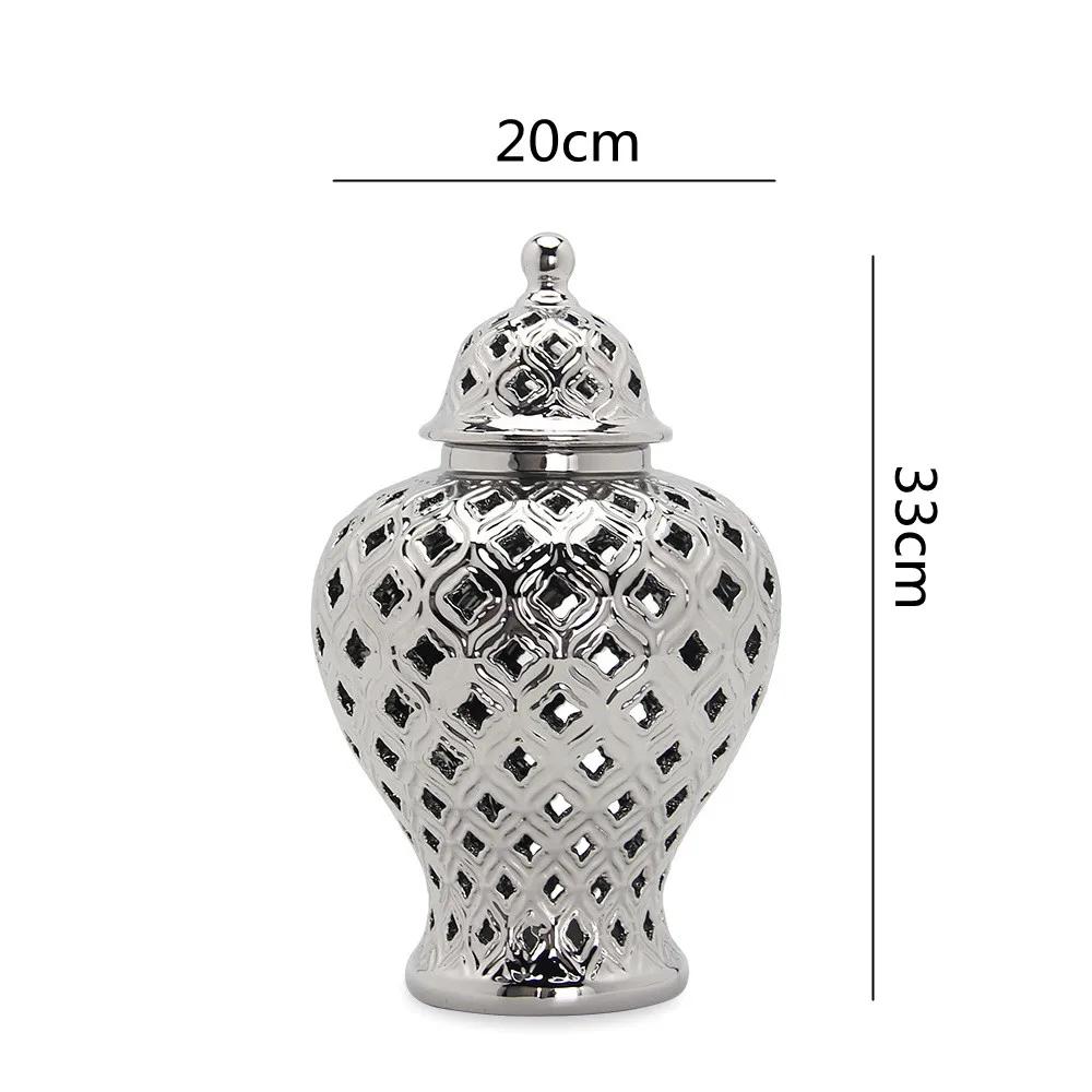 Handgefertigte Keramik Hohlraum Allgemeines Gefäß Bonbonglas Vorratsbehälter Gold Silber Kunst Dekorative Vase Heim Wohnzimmer Dekoration