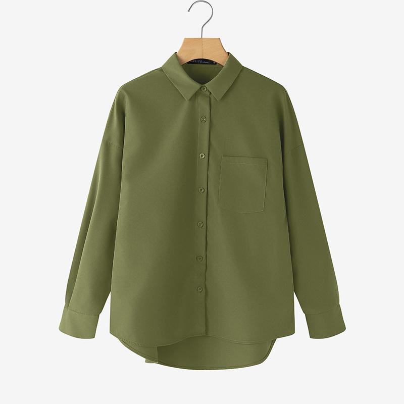 ZANZEA Women Casual Turn Down Collar Long Sleeve Loose Blouse