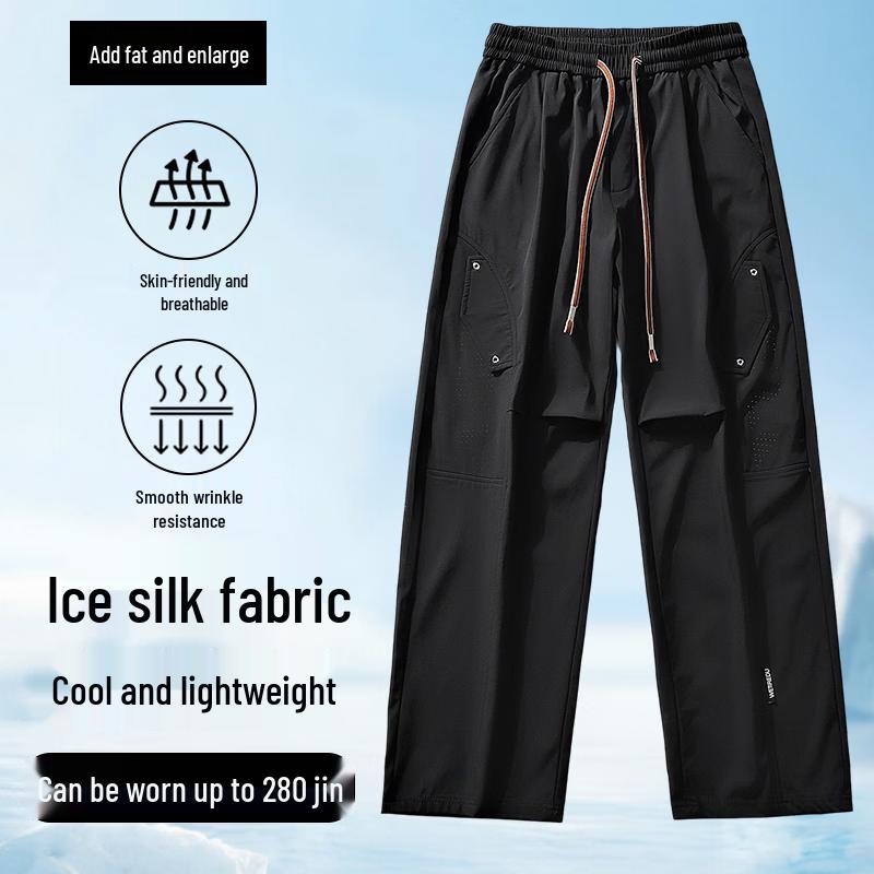 Men s Plus Size Loose Fit Straight Leg Casual Pants 7XL чёрный