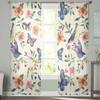 Flowers Birds Watercolors Leaves Sheer Curtains for Kids Bedroom Living Room Voile Window Curtains Tulle Drapes