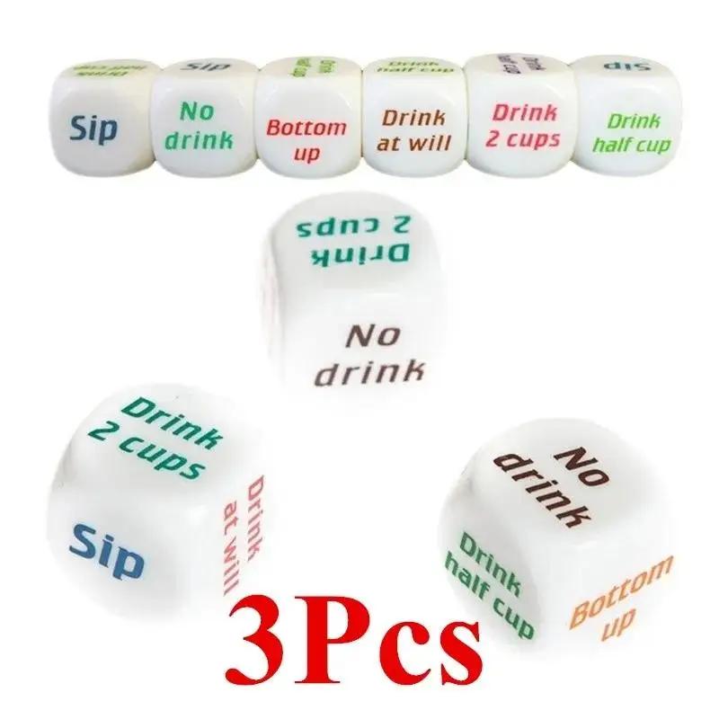 

3Pcs New Funny Drinking Sip Dice Roll Decider Die Game Party Bar Club Pub Gift Toy Suitable Household Decoration Supplies