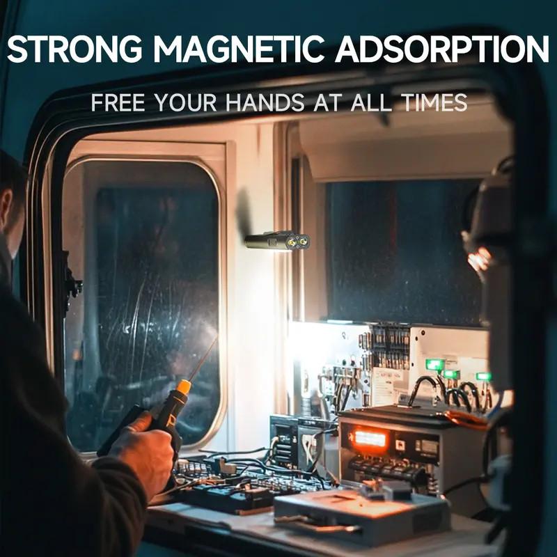 LED Hat Clip Flashlight USB-C Rechargeable 800LM Birght Torch Light- with Magnet, Portable Mini Flood Work Light/Pocket Lantern