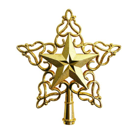 Christmas Seasonal Decor Glitter Star Tree Topper, Hollow Treetop Ornament, Sparkling Decoration for Holiday Home Party Window Display