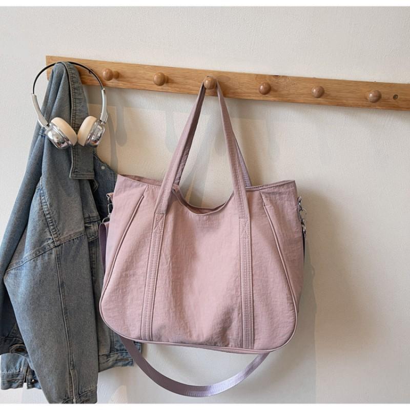 New Nylon Cloth Bag Fashionable Japanese Simple Solid Color Shoulder Commuting All-matching Large-capacity Tote