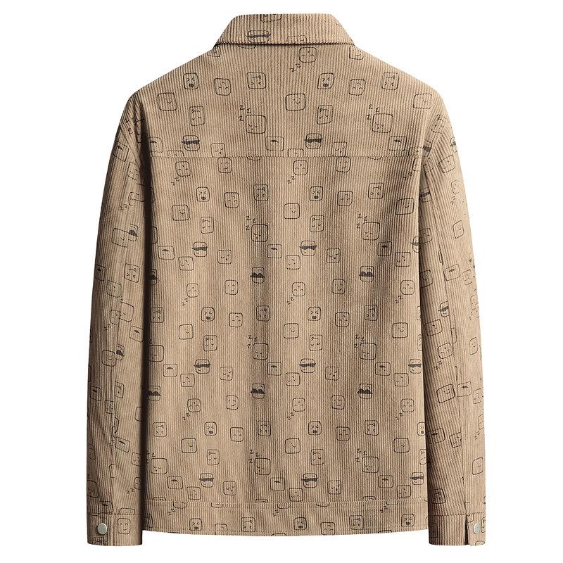 Plus Size Men's Trendy Corduroy Jacket - Spring/Autumn 2025, Loose Fit