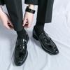 Men’s Loafers Wingtip Dress Formal Patent Leather Shoes Men Green Tuxedo Wedding Blazers Saddle Shoes Large Size