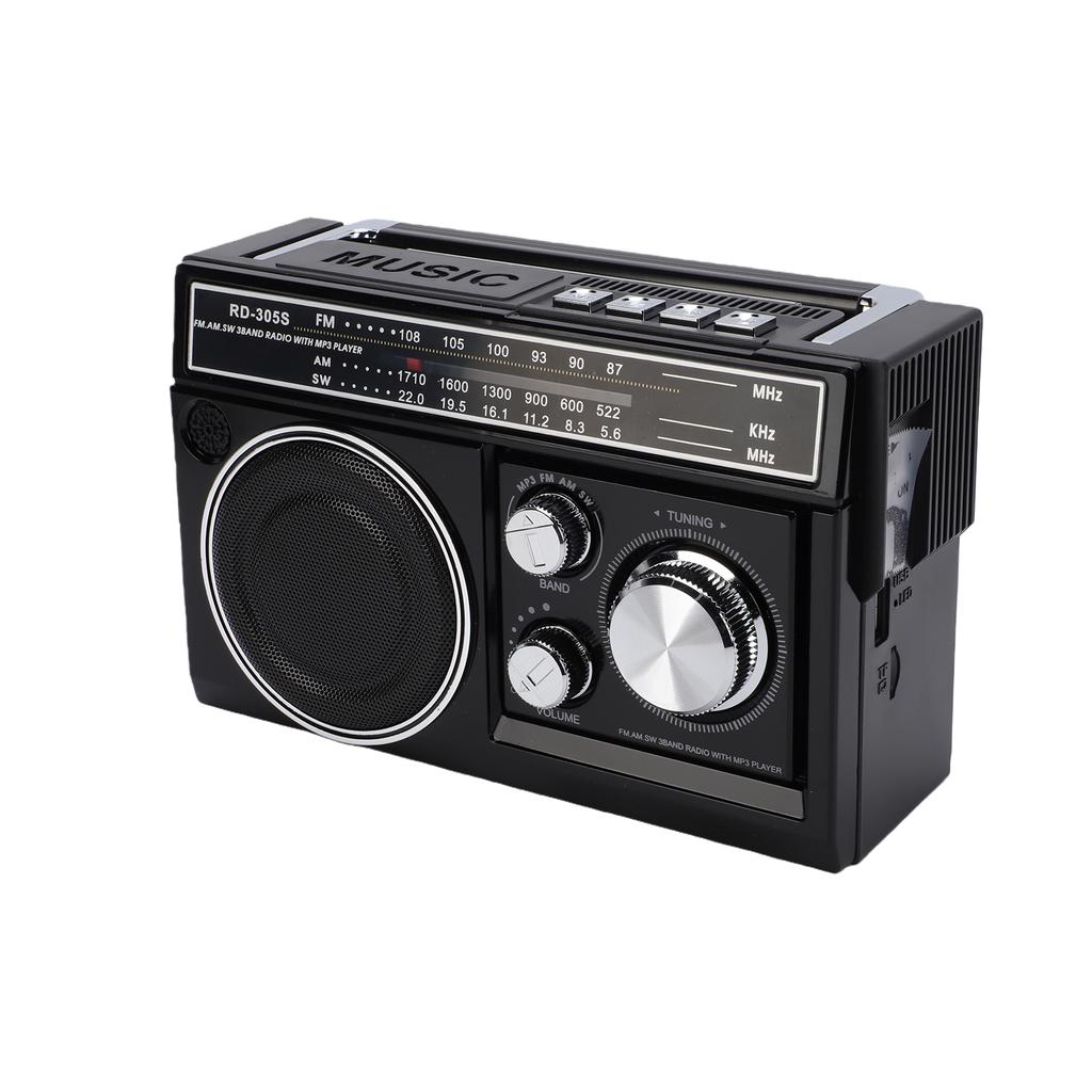 Rádio Alto-falante BT Portátil 5W Estéreo Bateria Solar Alimentação USB Lanterna LED Rádio de Emergência FM AM SW para Exterior Preto