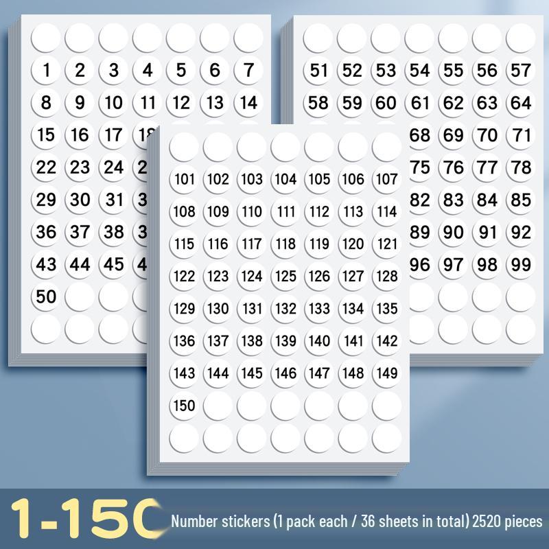 Self-Adhesive Small Round Number Stickers 1-100 for Handwritten Labels