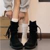 Winter Fashion Tassel Thick Heel Women Western Cowboy Boots Elegant Slip On Shoes Slim Knight Short Botas  De Mujer