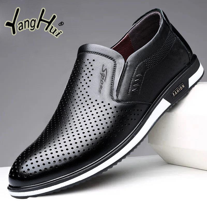 Fashion Men's Leather Casual Shoes Outdoor Breathable Business Oxfords 2024 New Fashion Summer Spring Zapatos Mujer Unisex