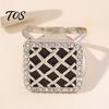 Non-slip Scarf Clasp Grid Square Ring, Rhinestone Silk Clip, Decorative Fine Electroplated Ring Slide Elegant Wrap Holder for Women Neckerchiefs