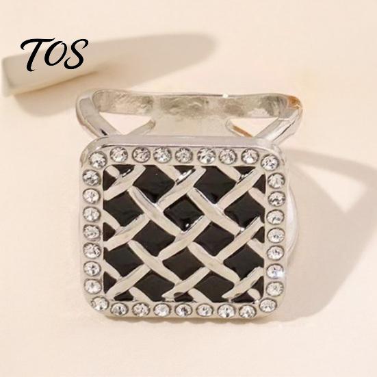 Non-slip Scarf Clasp Grid Square Ring, Rhinestone Silk Clip, Decorative Fine Electroplated Ring Slide Elegant Wrap Holder for Women Neckerchiefs