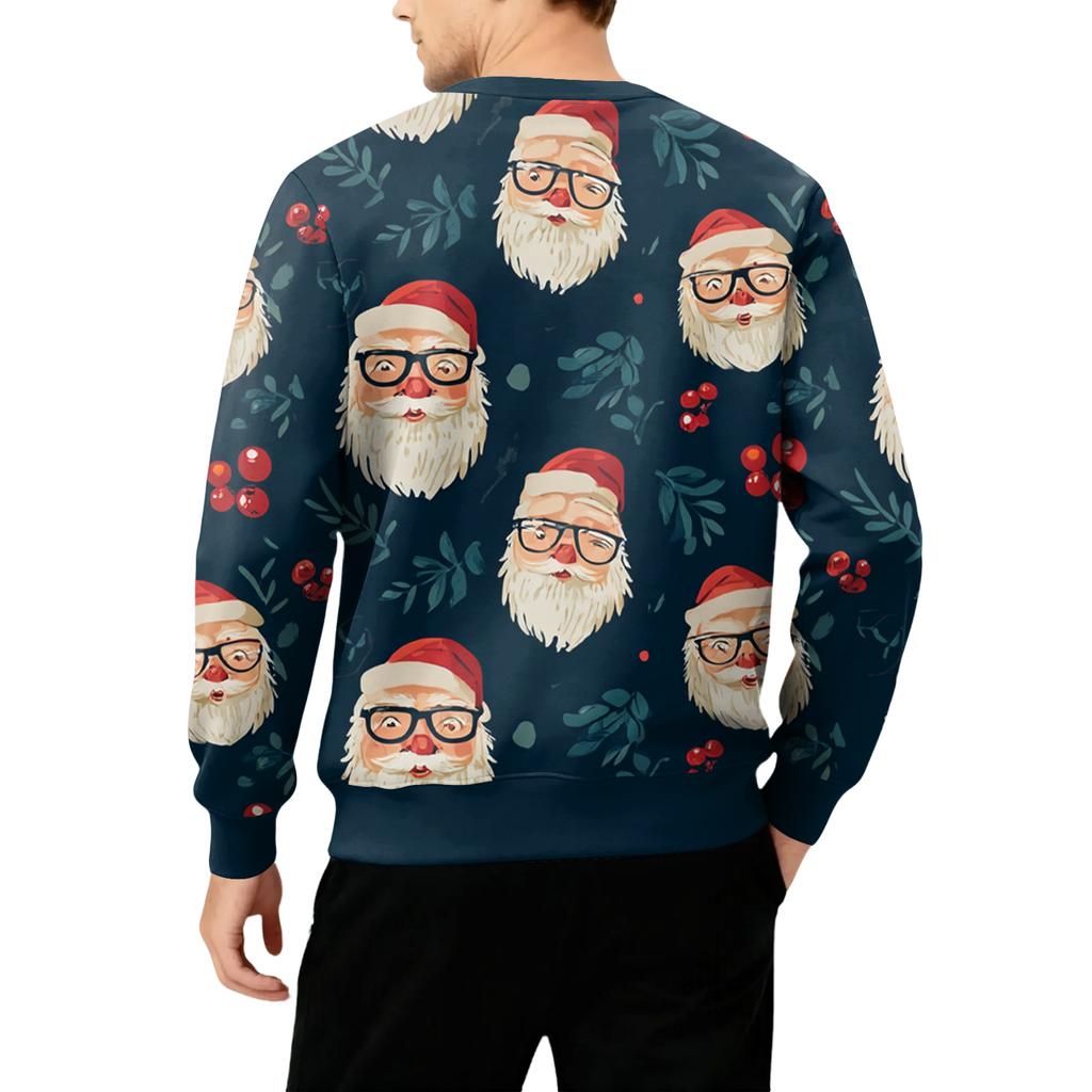 Men's Round Neck Fleece-Lined Thick Solid Color Sweatshirt