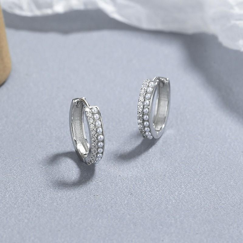 Sterling Pearl Stud Earrings Women Geometric Design Fashion OL Style Lightweight Luxury Ear Cuffs 925 Sterling Silver