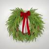 Yousheng 16 Inch Real Touch Norfolk Pine Christmas Wreath for Front Door Faux Cedar Greenery Wreath with Pine Cones And Bows for Wall Window Farmhouse
