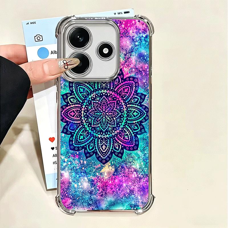 Mandala Sunflower Dreamy Style Plating Phone Case For Xiaomi Poco X5 X6 X7 X8 Pro Max F8 Ultra F7 M8 M7 M5S Redmi 15C 15 14C 13C