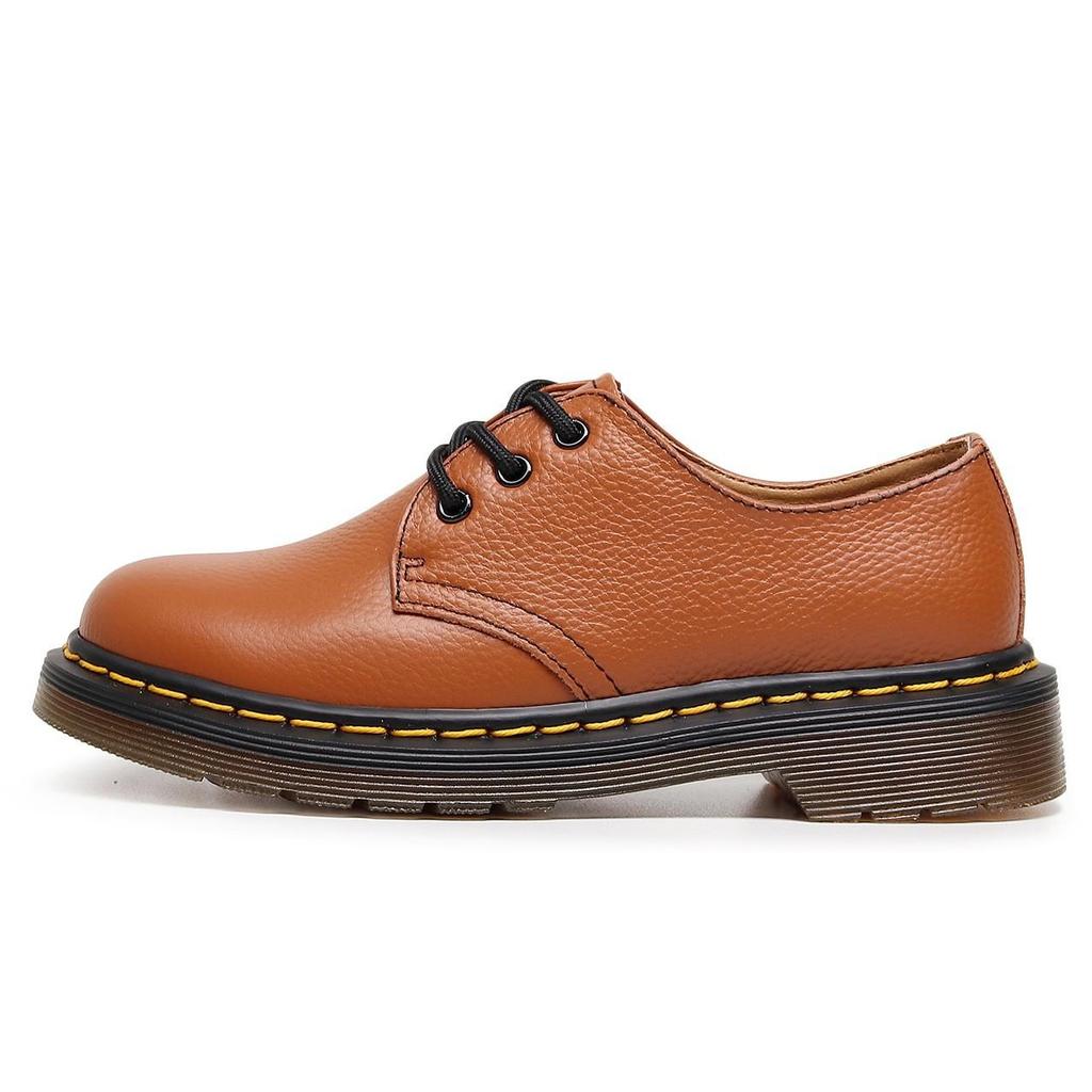 1461 Lychee Pattern Women's Low-Top Leather Shoes, Genuine Leather, British Style Round-Toe Boots, Unisex Casual.
