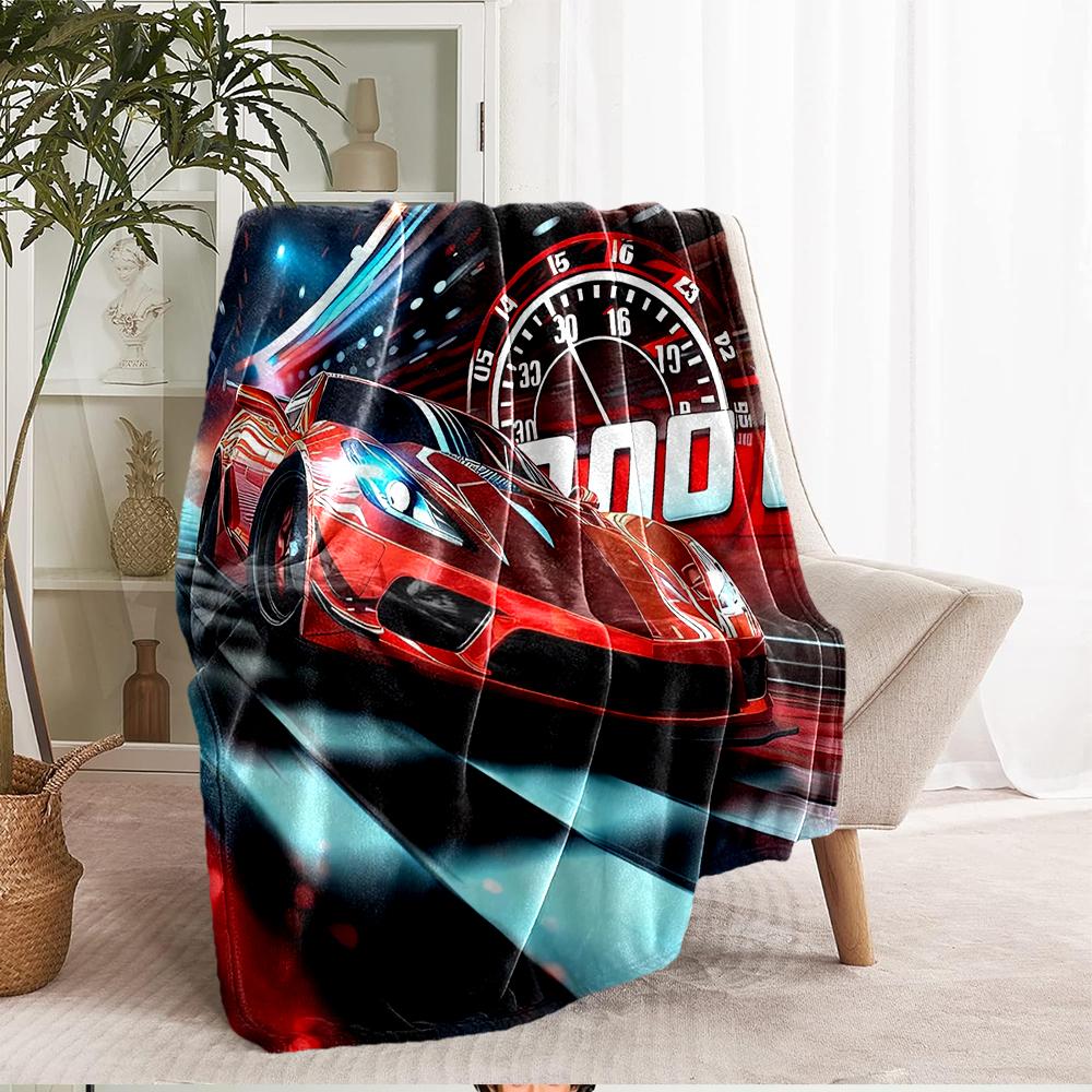 Racing Theme Printed Blanket - Perfect for Couch, Bed, Travel & Outdoor Use | Machine Washable, Cozy & Durable.