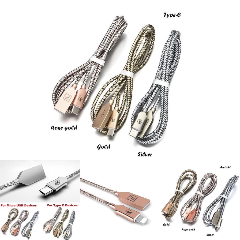 24a Zinc Alloy For Iphone Micro Usbtypec Fast Charging Charger Data Cord Cable